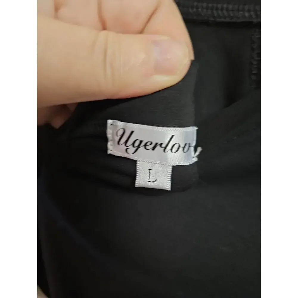Ugerloo Black Short Sleeve Oversize Casual Cotton Romper with Pockets SZ L